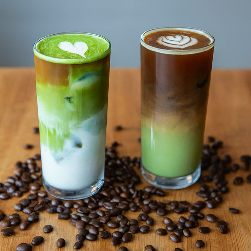 matcha and coffee